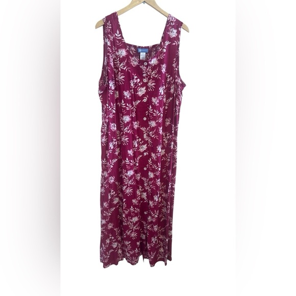 Koret pink Floral Sleeveless Maxi Button Front Dress 2X Plus summer lightweight - Picture 1 of 16